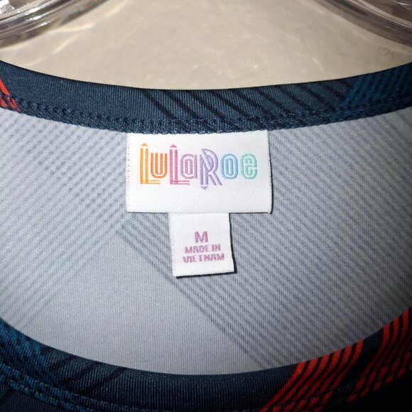 NWOT LuLaRoe Plaid A-Line Dress M Pockets Blue Knee Length - Picture 4 of 15